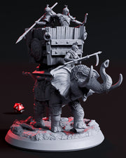 Battle Elephant with three warriors DnD 5e Miniature | 75mm decorative Base Available: 28mm, 32mm Scale | Resin | Dungeons and Dragons 5e | - Only-Games