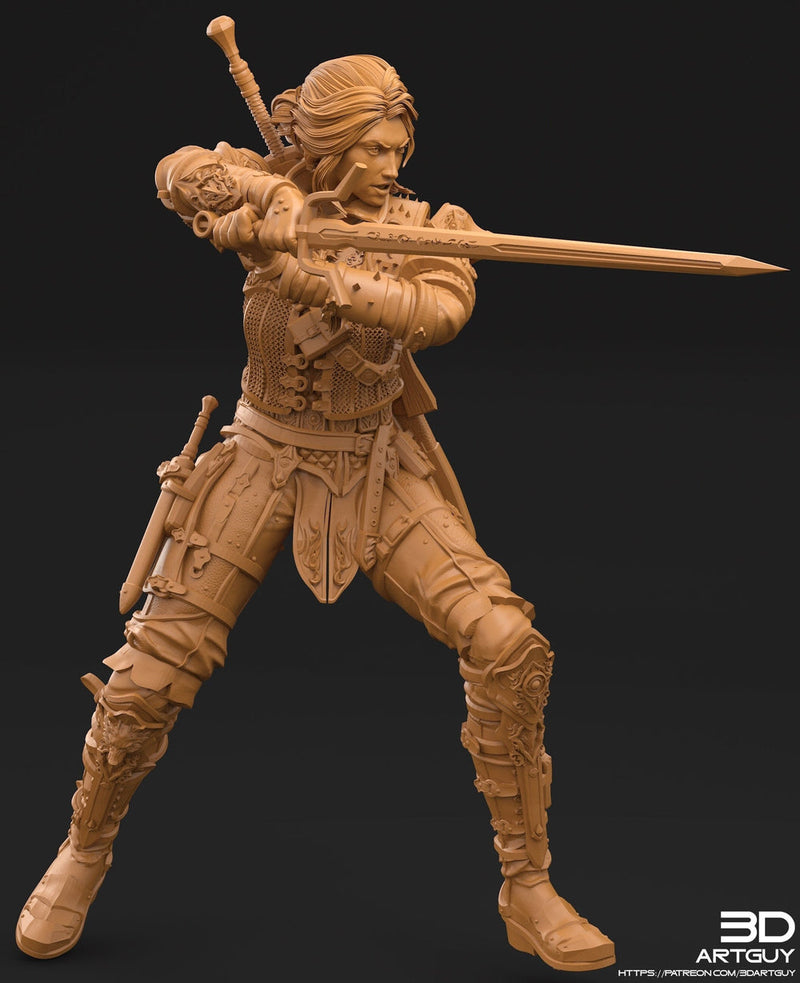 Pinup Female Human Fighter Ranger Monster Hunter PC NPC | 28mm, 32mm Scales also 50mm & 100mm | Dungeons and Dragons | Pathfinder | 3dArtGuy - Only-Games