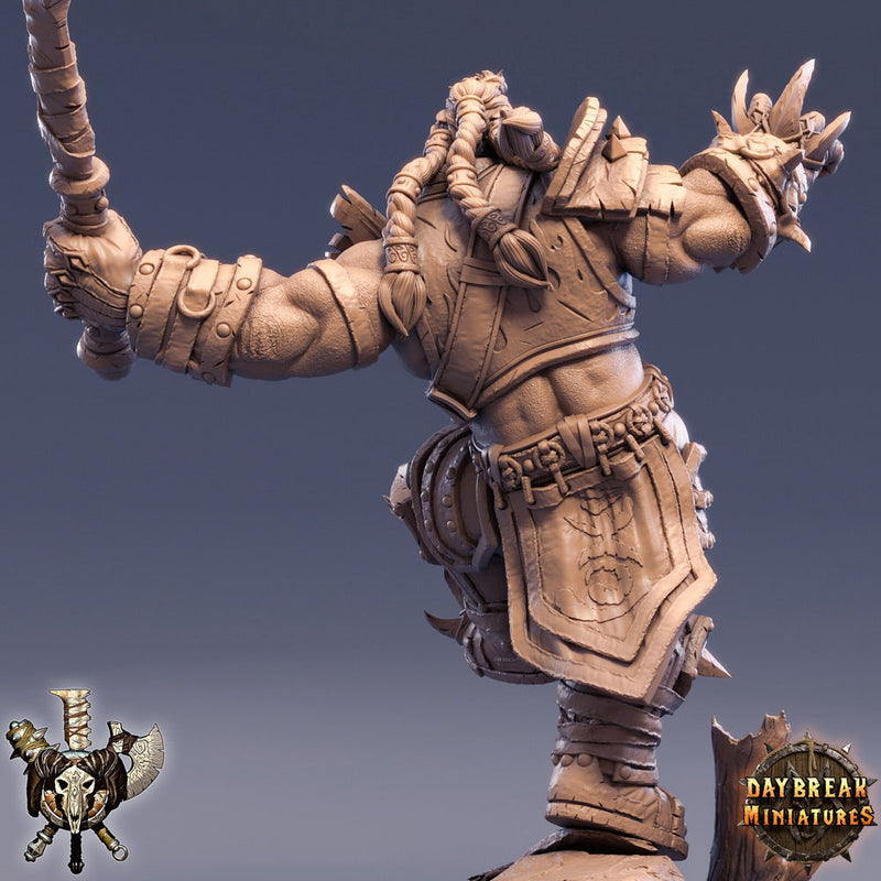 Orc Fighter Barbarian with Great-Cleaver | Scales: 28mm | 32mm |54mm |75mm |100mm  Megaboss | Dungeons and Dragons 5e | Pathfinder | - Only-Games