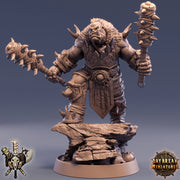 Orc Fighter Warrior Barbarian 2-Weapon Style Mace with Spikes | Scales: 28mm | 32mm |54mm |75mm | 100mm Megaboss | D& D| Pathfinder | - Only-Games