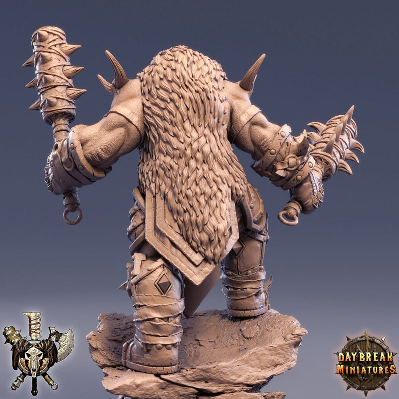 Orc Fighter Warrior Barbarian 2-Weapon Style Mace with Spikes | Scales: 28mm | 32mm |54mm |75mm | 100mm Megaboss | D& D| Pathfinder | - Only-Games
