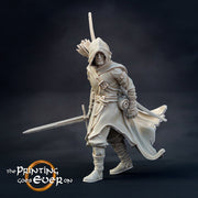 Human Ranger Fighter with Sword | Miniature | 28mm, 32mm, 54mm, 75mm, 100mm Scales | Pathfinder Figure | DnD | Figurine unpainted | - Only-Games