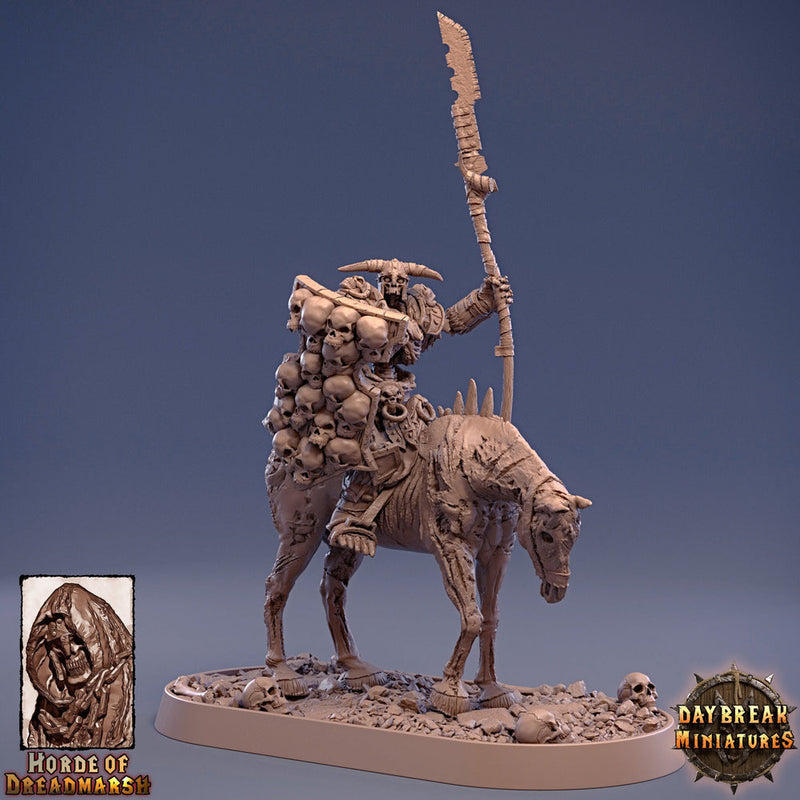 Undead Skeleton Boss Mounted on Undead Horse | 28mm Scale | 32mm Scale | 75mm Scale | Pathfinder | DnD | Strahd - Only-Games