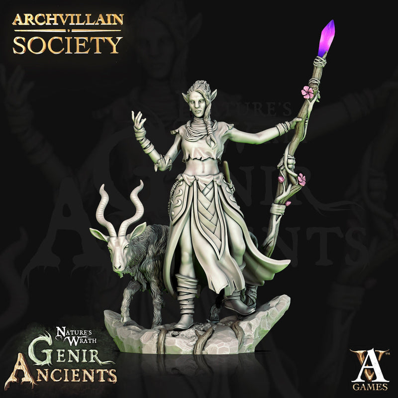Elf Female Druid  Resin Miniature | 28mm, 32mm, 75mm Scales | Dungeons and Dragons | Pathfinder | Archvillain Games - Only-Games
