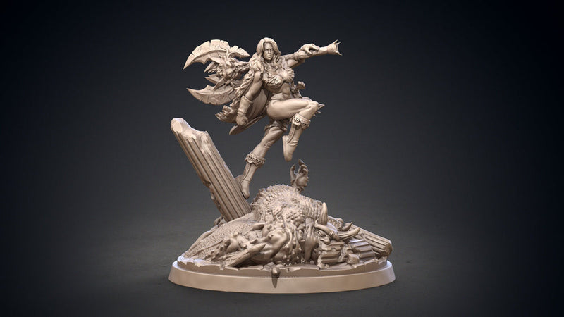 Legendary Female Barbarian with Great Axe | 28mm,32mm Scale, 55mm, 70mm  | Resin figurine Statue | Dungeons and Dragons | Clay Cyanide | - Only-Games