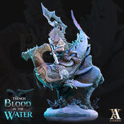 Sahuagin mounted on Hammerhead Shark  | 28mm, 32mm Scales | Archvillain Games | Dungeons and Dragons 5e Pathfinder | Underwater Adventure - Only-Games