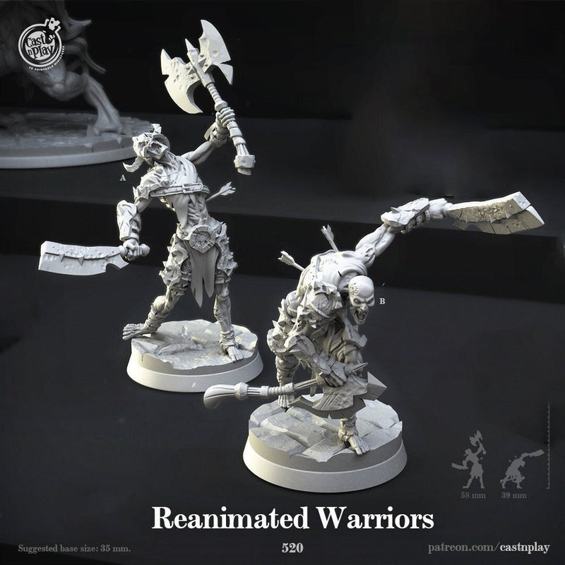 Skeleton Fighters Undead Miniatures Reanimated Warriors | Dungeons and Dragons | 28mm, 32mm, 75mm | Pathfinder | Unpainted | CastnPlay - Only-Games