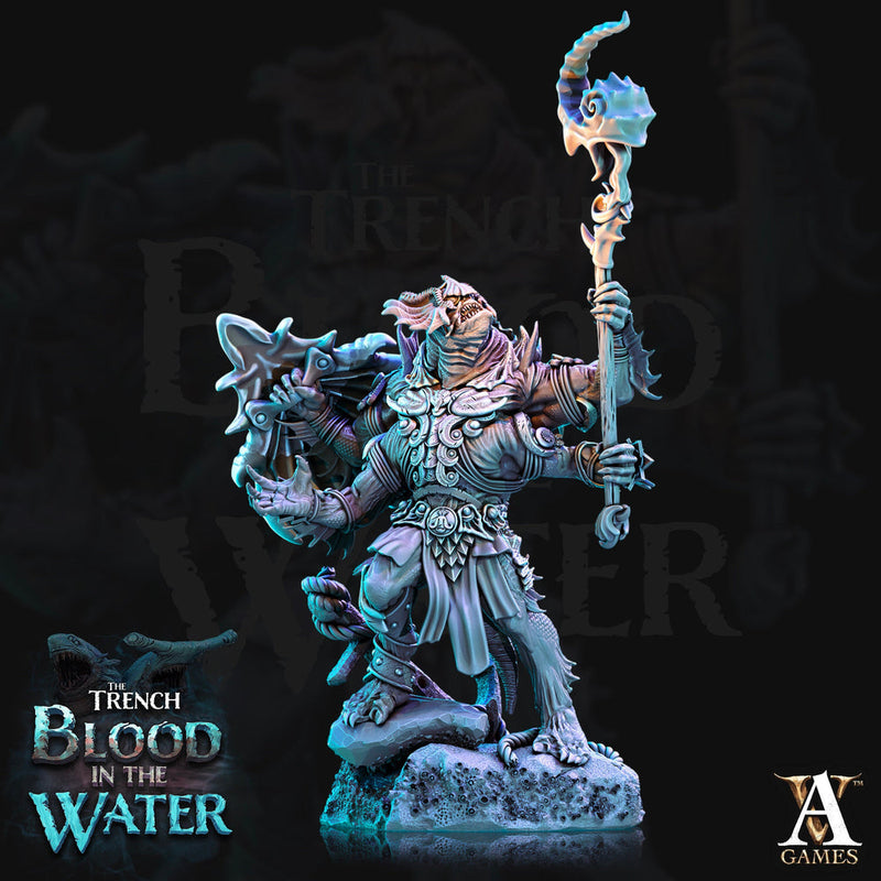 Sahuagin Priest Mutant | Resin Miniature | Dungeons and Dragons | 28mm,32mm,75mm Scales | Pathfinder Sea Devil humanoid | D&D 5e | - Only-Games