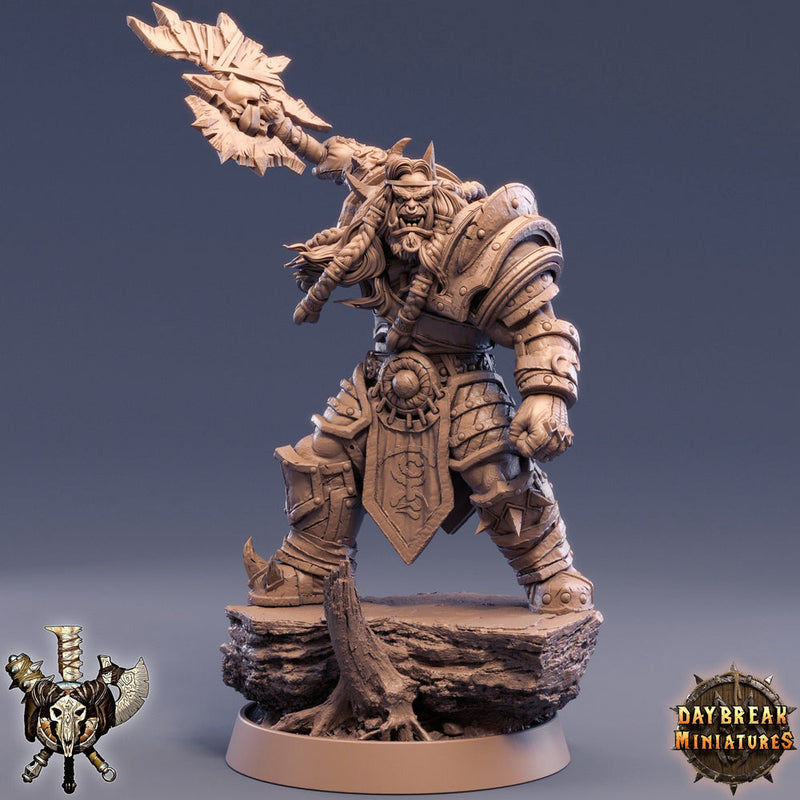 Orc War Chief | Orc Fighter warrior Barbarian Battle Axe|scales: 28mm |32mm |54mm |75mm|100mm Megaboss | Dungeons and Dragons | Pathfinder | - Only-Games