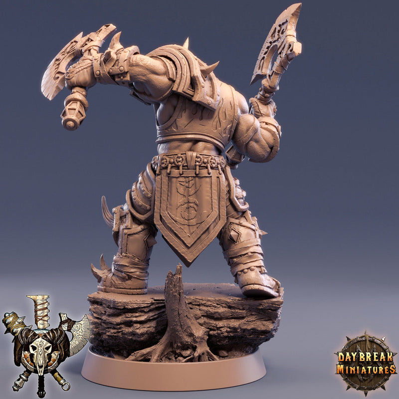 Orc Fighter Warrior Barbarian 2-Weapon Style Axes | Scales: 28mm |32mm |54mm|75mm|100mm  Megaboss | Dungeons and Dragons | Pathfinder | - Only-Games