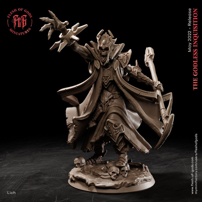 Undead Lich | 28mm, 32mm, 75mm Scale Resin Miniature | Flesh of Gods | Dungeons and Dragons | - Only-Games