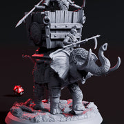 Battle Elephant with three warriors DnD 5e Miniature | 75mm decorative Base Available: 28mm, 32mm Scale | Resin | Dungeons and Dragons 5e | - Only-Games