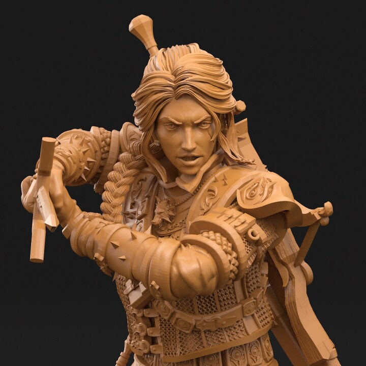 Pinup Female Human Fighter Ranger Monster Hunter PC NPC | 28mm, 32mm Scales also 50mm & 100mm | Dungeons and Dragons | Pathfinder | 3dArtGuy - Only-Games