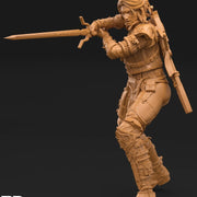 Pinup Female Human Fighter Ranger Monster Hunter PC NPC | 28mm, 32mm Scales also 50mm & 100mm | Dungeons and Dragons | Pathfinder | 3dArtGuy - Only-Games
