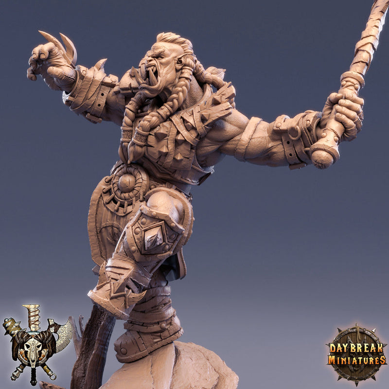 Orc Fighter Barbarian with Great-Cleaver | Scales: 28mm | 32mm |54mm |75mm |100mm  Megaboss | Dungeons and Dragons 5e | Pathfinder | - Only-Games