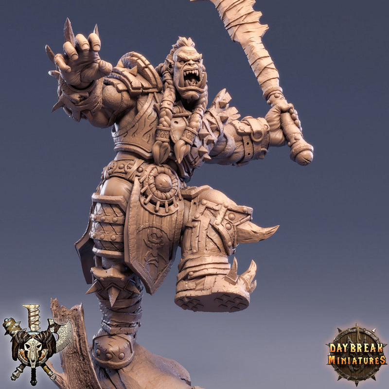 Orc Fighter Barbarian with Great-Cleaver | Scales: 28mm | 32mm |54mm |75mm |100mm  Megaboss | Dungeons and Dragons 5e | Pathfinder | - Only-Games