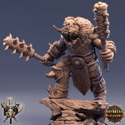 Orc Fighter Warrior Barbarian 2-Weapon Style Mace with Spikes | Scales: 28mm | 32mm |54mm |75mm | 100mm Megaboss | D& D| Pathfinder | - Only-Games