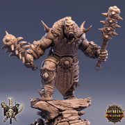 Orc Fighter Warrior Barbarian 2-Weapon Style Mace with Spikes | Scales: 28mm | 32mm |54mm |75mm | 100mm Megaboss | D& D| Pathfinder | - Only-Games