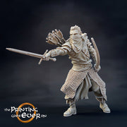 Human Ranger Fighter with Sword | Resin Miniature | 28mm Scale | 32mm Scale | 75mm Scale |Pathfinder Figure | DnD | Figurine unpainted | - Only-Games