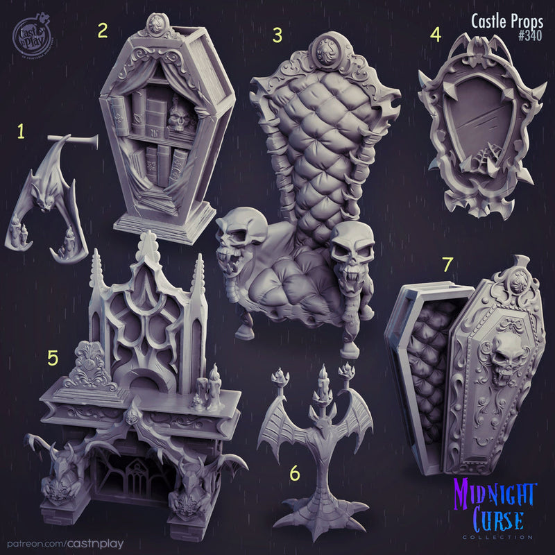 Gothic Vampire Props Strahd | Solid Resin 28mm, 32mm| Dungeons and Dragons 5e Miniature | Pathfinder | RPG Tabletop scatter Terrain | DnD| - Only-Games