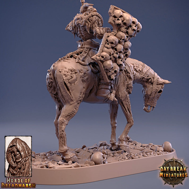 Undead Skeleton Boss Mounted on Undead Horse | 28mm Scale | 32mm Scale | 75mm Scale | Pathfinder | DnD | Strahd - Only-Games