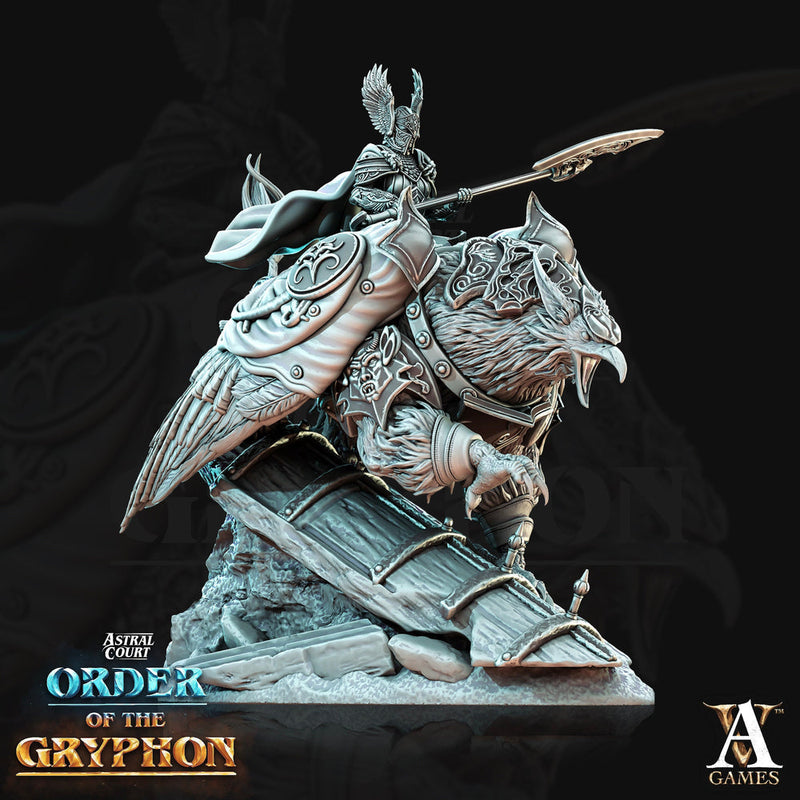 Griffon with Paladin Fighter Knight Rider  | 28mm and 32mm Scale |  Griffon Cavalry | Dungeons and Dragons 5e Miniatures | Pathfinder | - Only-Games