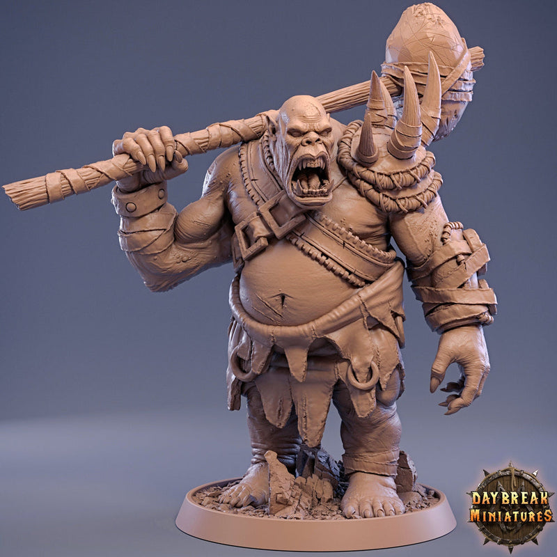 Ogre with Mace | 28mm & 32mm Scale | 73mm Tall | Dungeons and Dragons | Pathfinder Oger | Daybreak Miniatures | Tabletop RPG | - Only-Games