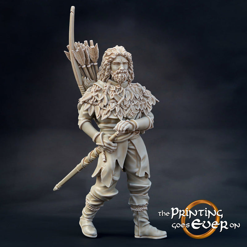 Human Ranger Fighter with Bow and Arrows | Miniature | 28mm Scale | 32mm Scale | Pathfinder Figure | DnD | Human Ranger Figurine unpainted | - Only-Games