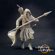 Human Ranger Fighter with Spear | Miniature | 28mm Scale | 32mm Scale | 75mm Scale | Pathfinder Figure | DnD | Ranger Figurine unpainted | - Only-Games