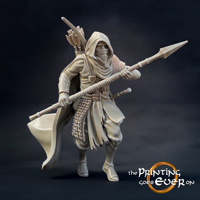 Human Ranger Fighter with Spear | Miniature | 28mm Scale | 32mm Scale | 75mm Scale | Pathfinder Figure | DnD | Ranger Figurine unpainted | - Only-Games