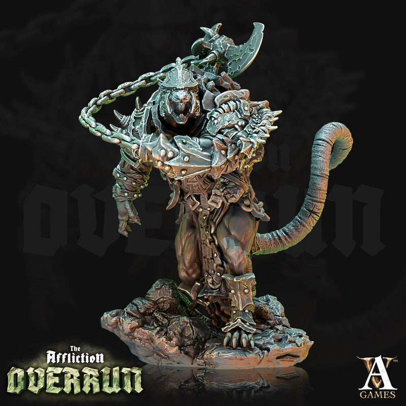Wererat Fighter Warmonger with Flail | Resin Miniature | Dungeons and Dragons | 28mm,32mm,75mm Scales | Pathfinder ratfolk | D&D 5e | - Only-Games