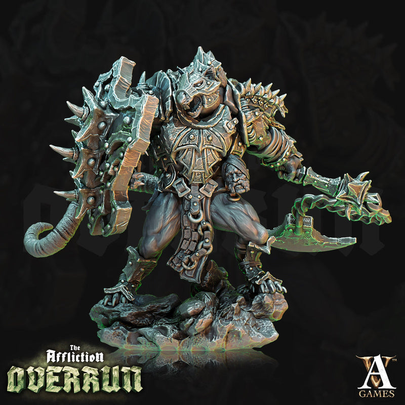 Wererat Fighter Warmonger Shield andFlail | Resin Miniature | D and D|28mm,32mm,54mm, 75mm, 100m Scale|pathfinder | D&D 5e - Only-Games