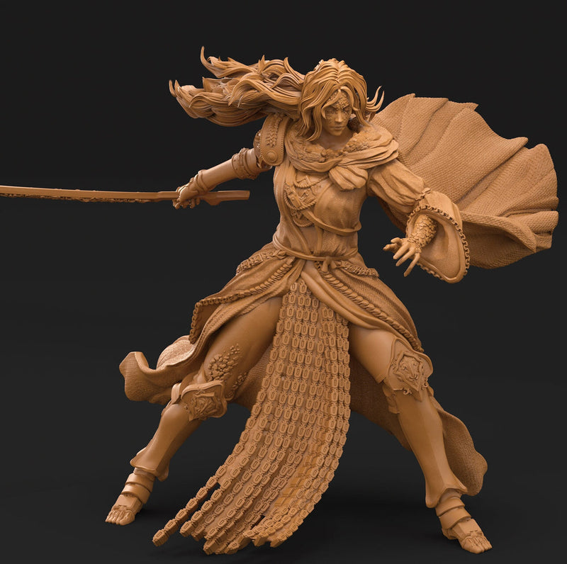 Female Human Fighter SwordMaster Ranger PC NPC | 28mm, 32mm Scales also 50mm & 100mm | Dungeons and Dragons | Pathfinder | 3dArtGuy - Only-Games
