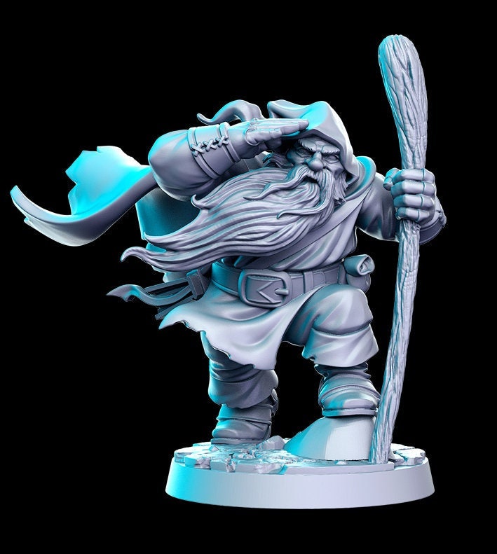 Fighter Adventurer Ranger Dwarf Miniatures| Dungeons and Dragons | 28mm, 32mm, 75mm Scales| Pathfinder | Resin Figure for Painting | - Only-Games