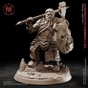 Dwarf Fighter Paladin Shield and Battle Hammer | 28mm,32mm Scale ,50mm Tall | Dungeons and Dragons | Figurine mini - D&D 5e | Flesh of Gods - Only-Games