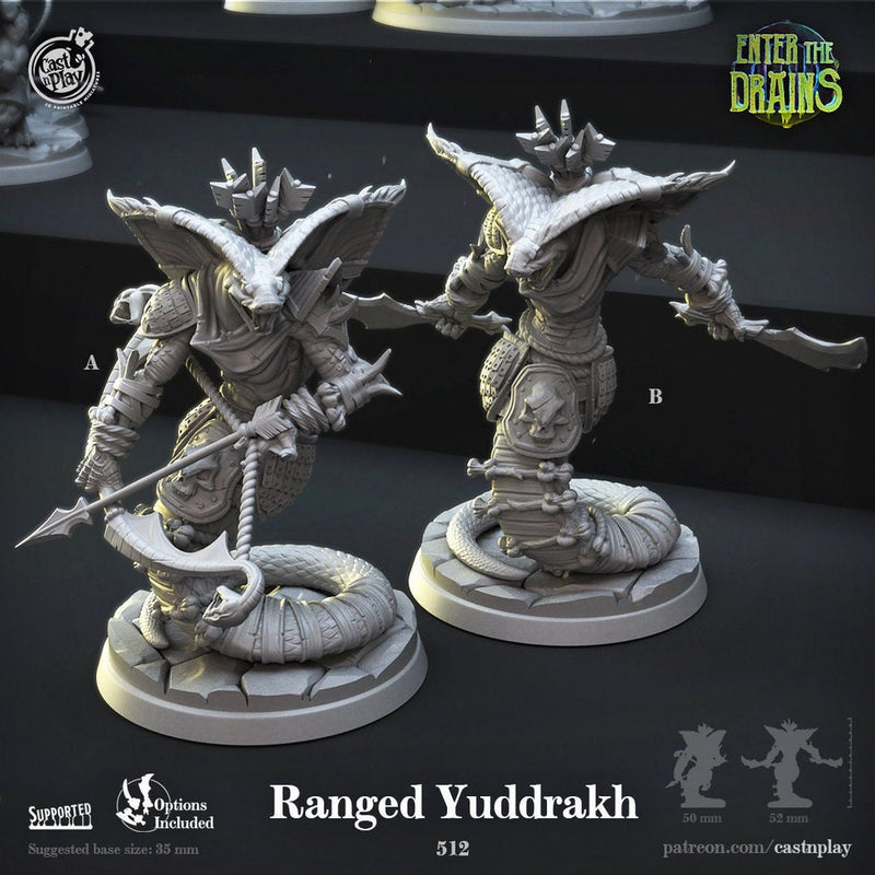 Yuan-Ti Pureblood Serpentfolk Ranged | 70mm tall available: 28mm, 32mm,75mm Scale | Heroic Scale |  - Minis - D&D -  Snake creature - Only-Games