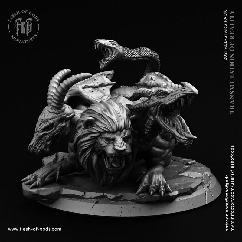 Chimera DnD 5e Miniature | 80mm Base Available: 28mm, 32mm Scale | Resin | Dungeons and Dragons 5e | - Only-Games