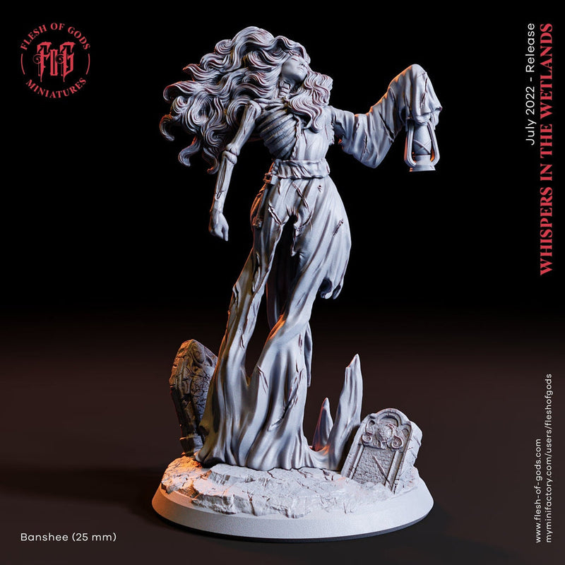 Undead Banshee | 28mm, 32mm,54mm, 75mm ,100mm Scale Resin Miniature | Flesh of Gods | Dungeons and Dragons | - Only-Games