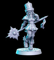 Female Cleric Polearm JRPG | 28mm Scale | 32mm Scale Miniature | 75mm Scale Unpainted resin Figurine D&D Tabletop Fantasy Miniature Gaming - Only-Games