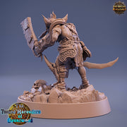 Tusked Goblin Sword Fighter | DnD Miniatures | Dungeons and Dragons | 28mm, 32mm, 75mm scale| Figure for Painting| Daybreak Miniatures - Only-Games
