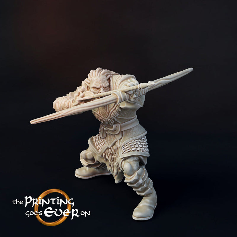 Orc / Half-Orc Fighter Archer Miniature | 28mm Scale | 32mm Scale | 75mm Scale Pathfinder Figure | DnD |  Figurine unpainted | - Only-Games