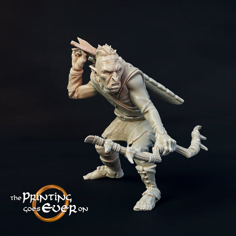 Orc / Half-Orc Fighter Archer Miniature | 28mm Scale | 32mm Scale | 75mm Scale Pathfinder Figure | DnD |  Figurine unpainted | - Only-Games