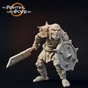 Orc / Half-Orc Fighter Cleaver and Shield Miniature | 28mm Scale | 32mm Scale | 75mm Scale Pathfinder Figure | DnD |  Figurine unpainted | - Only-Games