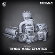 Sci-Fi Terrain Containers and Tires Props | Solid Resin 28mm, 32mm Scales |  RPG Tabletop scatter Terrain |  Futuristic Wargames - Only-Games