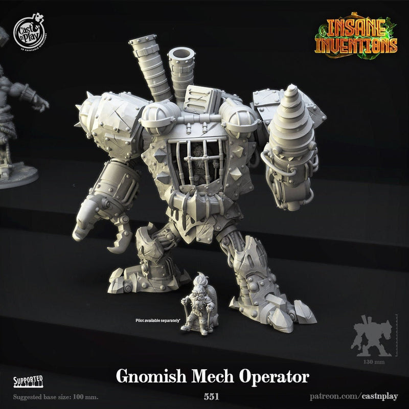 Gnomish Industrial Steampunk Mech  | 28mm & 32mm Scale | 130mm Tall | Dungeons and Dragons | Pathfinder | DnD Mini | Tabletop RPG | - Only-Games