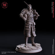 Fighter Soldier in Armor Miniature | Dungeons and Dragons | 28mm, 32mm,54mm,75mm,100mm Scales | Pathfinder |Unpainted Figure | Flesh of Gods - Only-Games