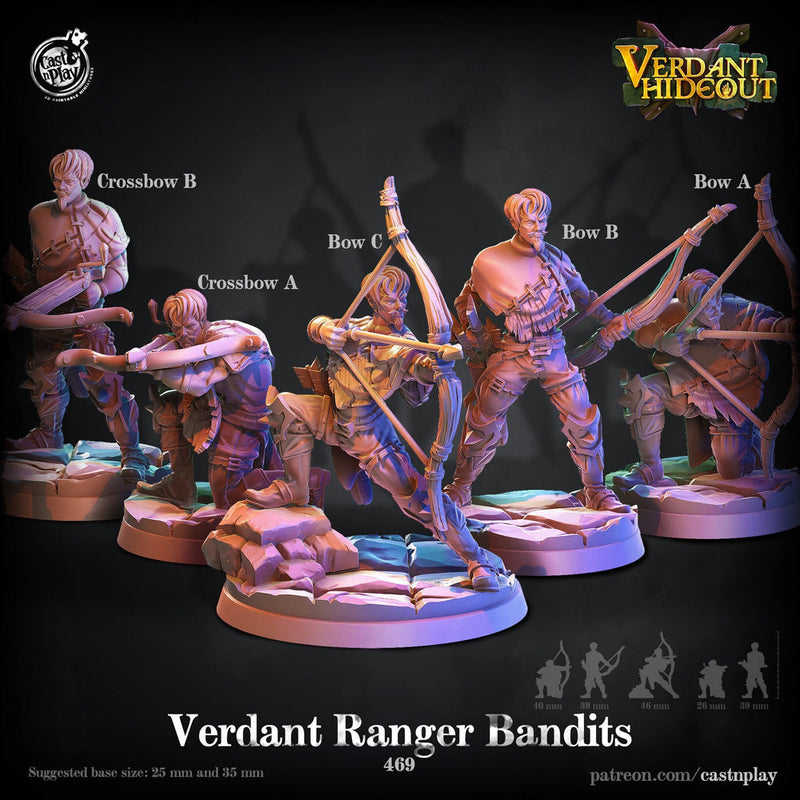 Rangers Fighters Bow and Crossbow Sharpshooters D&D 5e Miniatures | Dungeons and Dragons |28mm, 32mm, 75mm |Pathfinder Unpainted | CastnPlay - Only-Games