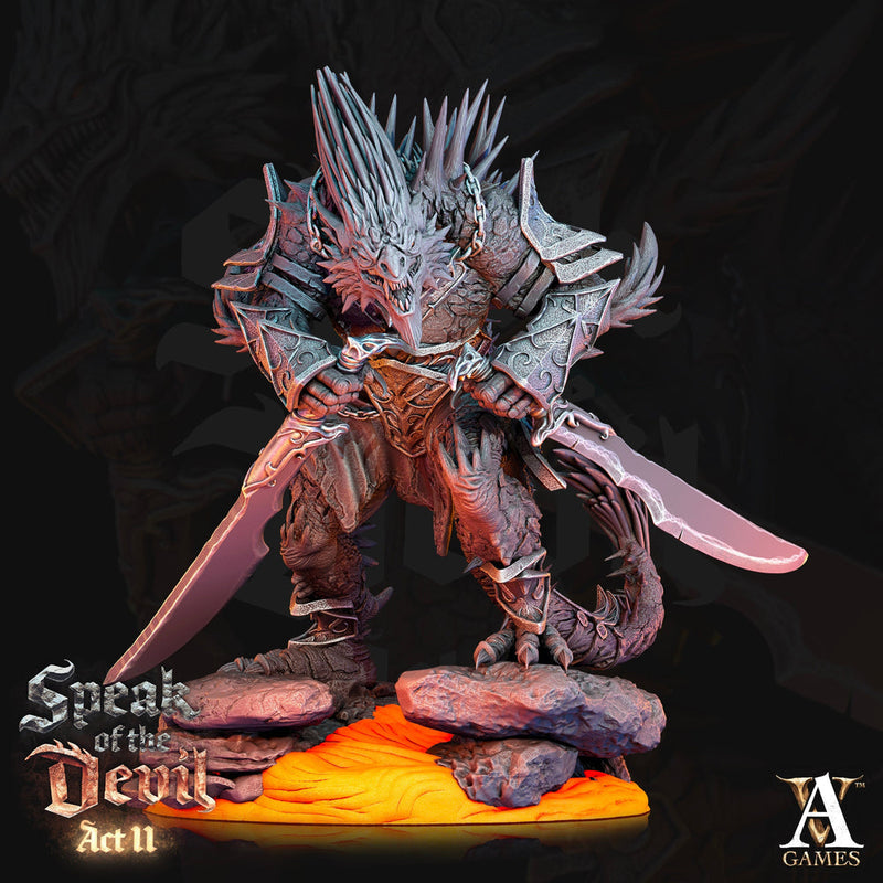 Barbed Devil Resin Miniature/ Dragonborn PC | 28mm,32mm Scale /Large 50mm, Huge 65mm BASE Sizes | Nine Hells | Demon | Dungeons and Dragons| - Only-Games