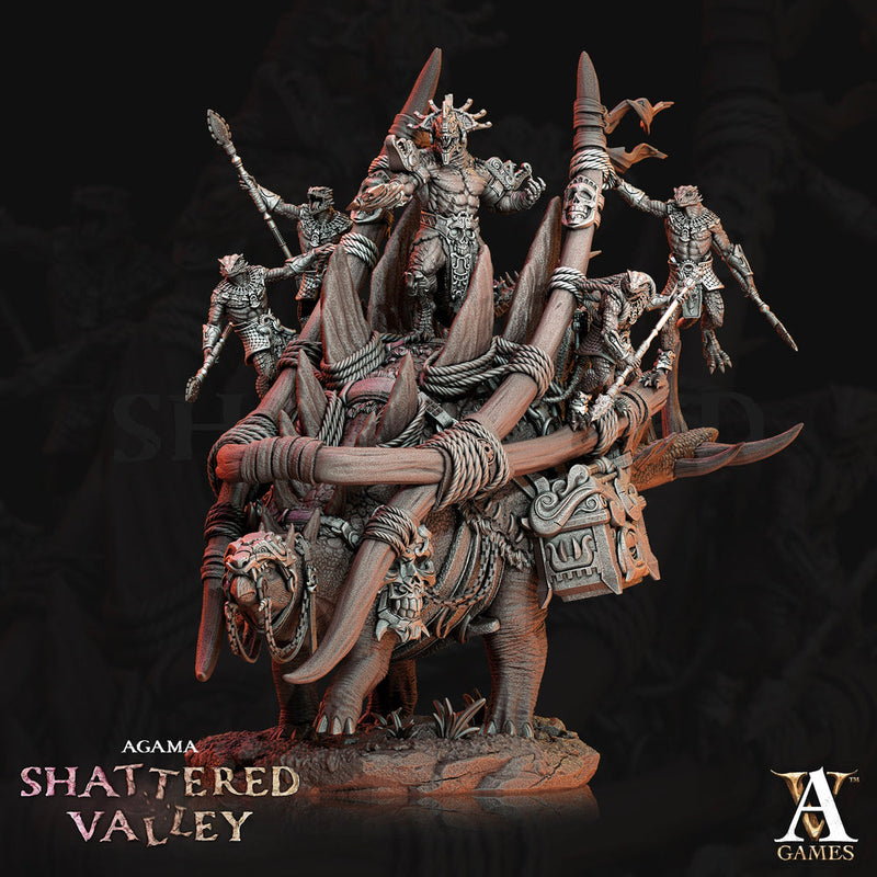 Tzeekul the Conqueror Lizardmen Lizard Folk Warband 135mm Tall | 90mm X 70mm  Base | Resin 3d printed | Dungeons and Dragons | DnD 5e | - Only-Games