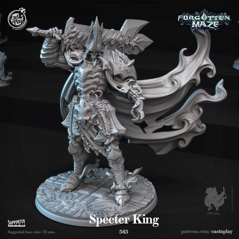 Goliath Undead Specter King Miniature | Dungeons and Dragons | 28mm, 32mm, 75mm(105mm Tall)  | Pathfinder | Unpainted | CastnPlay - Only-Games